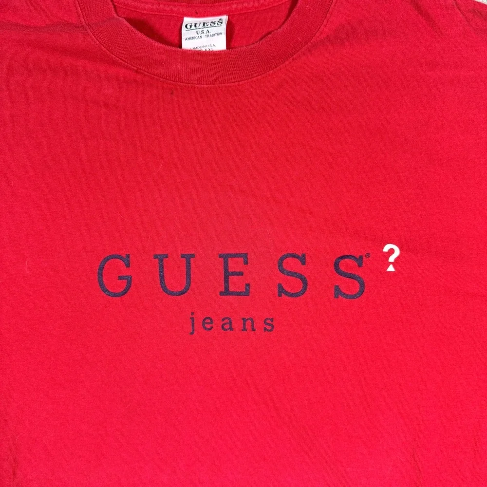 Vintage Guess Mens XXL T-Shirt Red Jeans Logo Short Sleeve Cotton USA - Picture 2 of 8